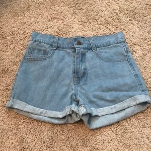 High waisted jean shorts